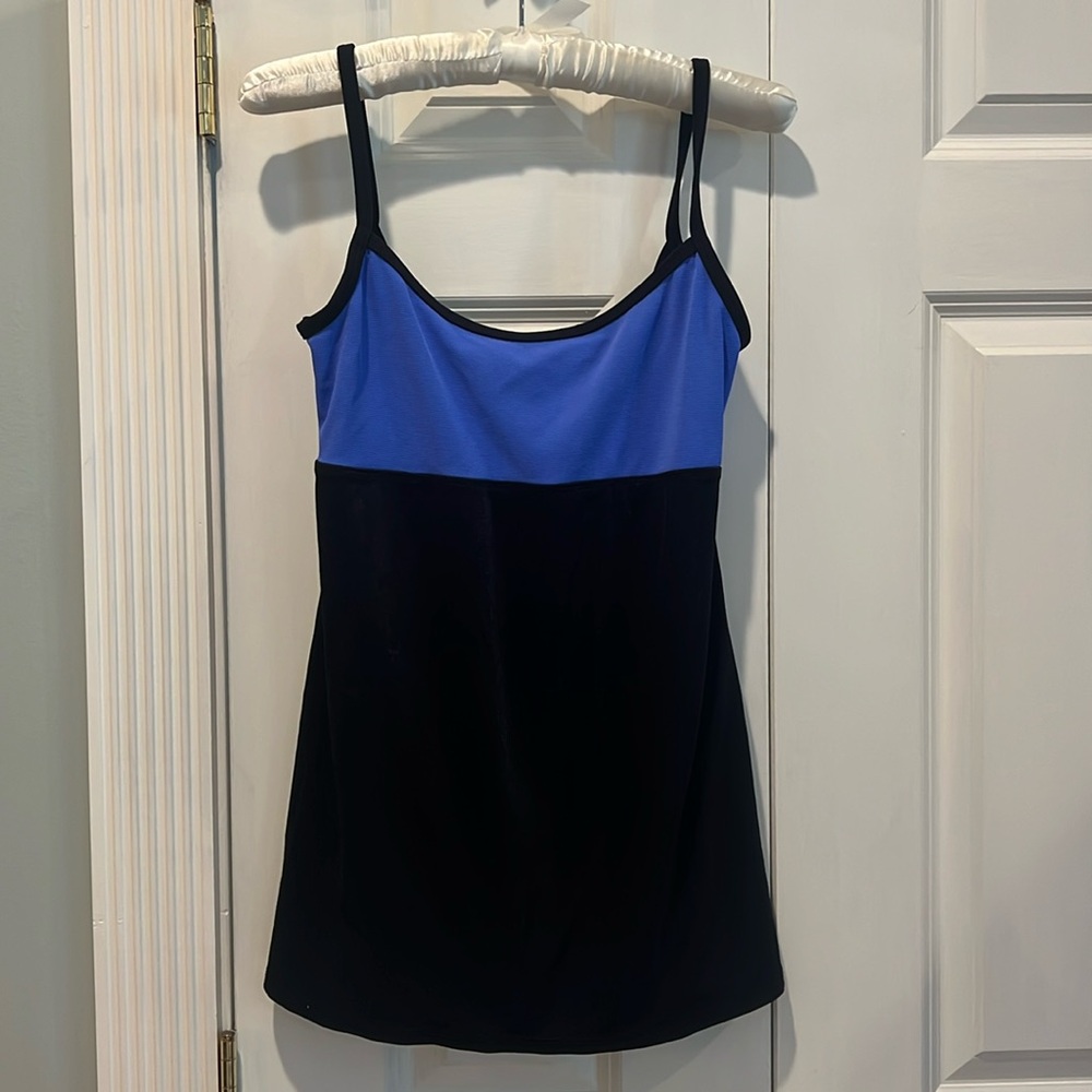 Anne Klein Swimdress Black/Purple Size 12 87% Nylon 13% Spandex